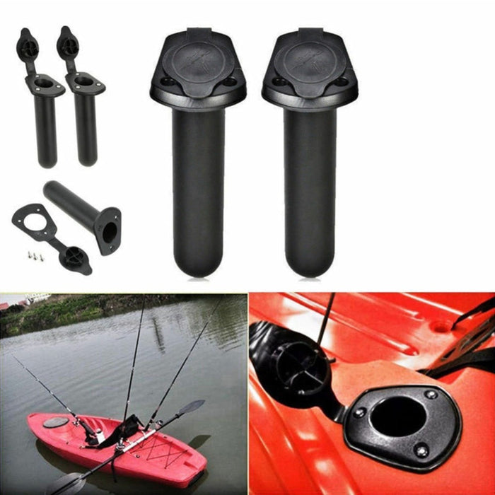 4PCS Flush Mount Fishing Rod Holder With Cap Cover