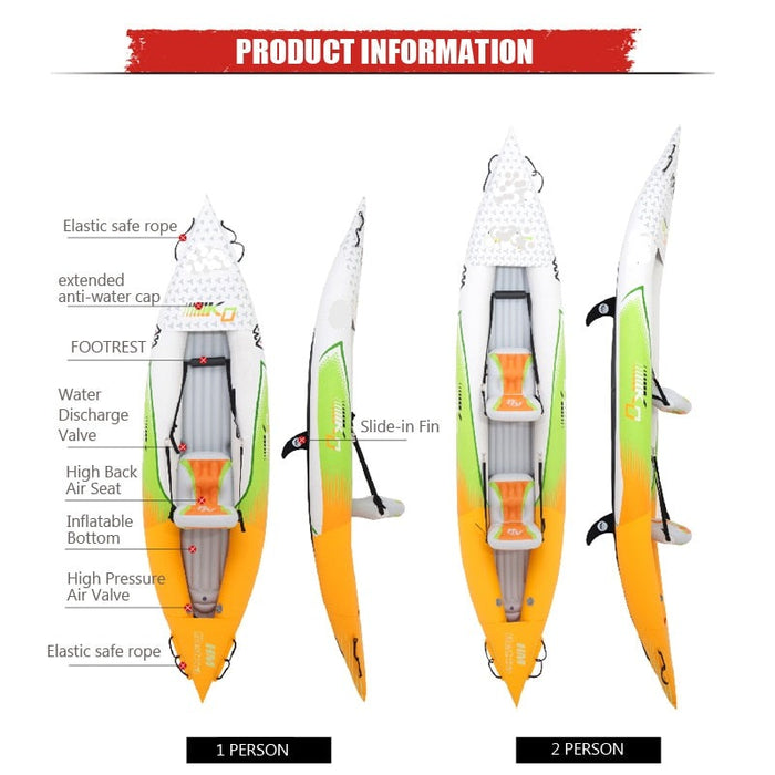 Inflatable Single or Tandem Kayak With Accessories